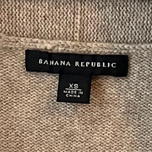 Banana Republic Beige and Grey Wool-Cashmere Cowl Shawl Open Front Cardigan (XS) - Picture 3 of 3